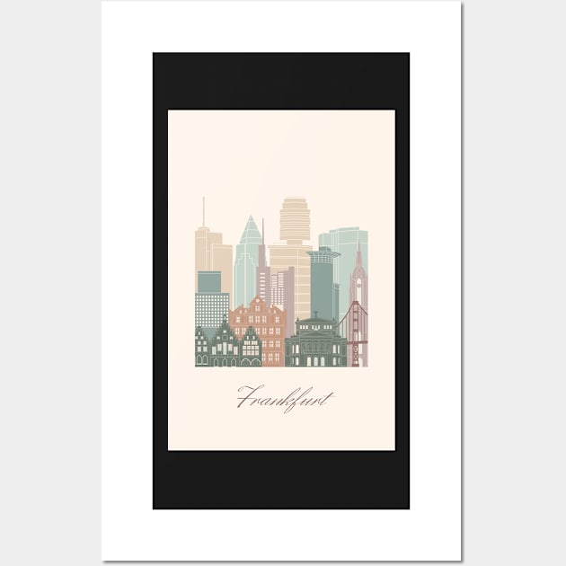 Frankfurt, Germany, map skyline - 02 style Wall Art by GreenGreenDream